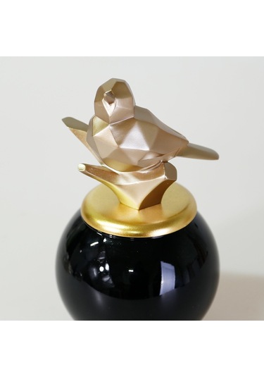 Kuşlu Cam Küp Siyah Vizon