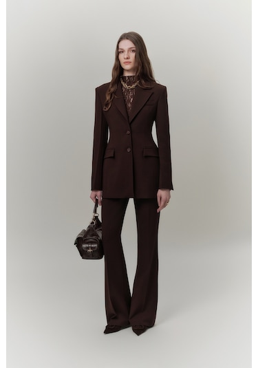 Premıum Flare Paça Fıt Pantolon Kahverengi Kahverengi