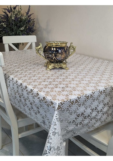 Ithal Pvc Muşamba - Desenli Silinebilir Masa Örtüsü 07nl10d Beyaz