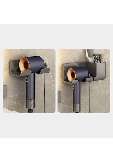 Siyah Duvara Monte Saç Kurutma Makinesi Tutucu Banyo Raf Kurutucu Standı Banyo Organizatör Siyah