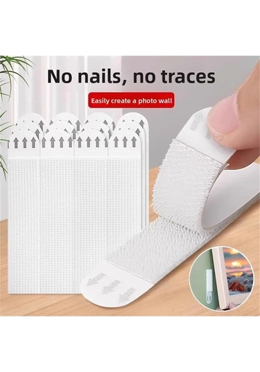 Yifomall 36 Çift 19x92mm Nylon Duvar Stickerı - Yokuşsuz Rakamcı, Bıçak Olmayan, Güçlü Yapışkan, Taşınabilir Magic Tape Örgü + Saç Yüzü Beyaz