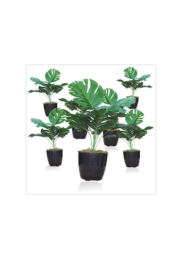 Uzun Çimli Saksılı Yapay Monstera Deliciosa Deve Tabanı Bitkisi