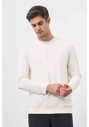 Morven Erkek Basic Dynamic Fit Bisiklet Yaka Sweet Shirt 25ks063010650 Krem