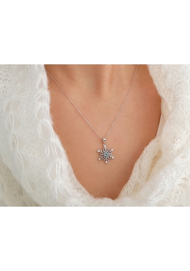Sirius Pırlanta ve Mavi Topaz Taşlı Kar Tanesi Kolye 0804P0133