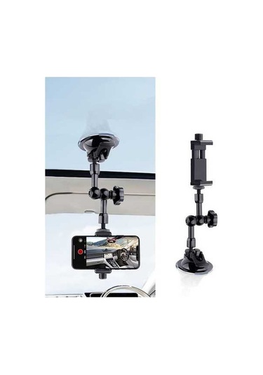 Wondernest 27cm Tekli Vantuzlu Eklemli Sürtünmeli Sihirli Telefon Kelepçesi Montaj Kolu Siyah Çok Renkli