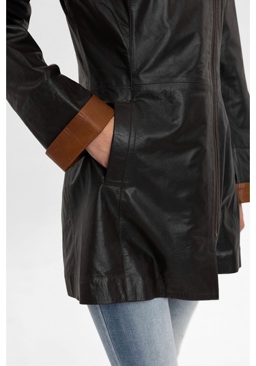 Ulia Kahve Kadın Hakiki Deri Kaban-kahverengi Kahverengi