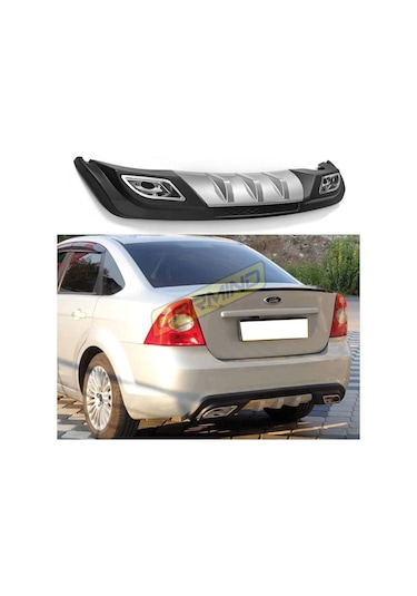 Ford Focus Çift Egzoz Görünümlü Difüzör Gri 2005-2011