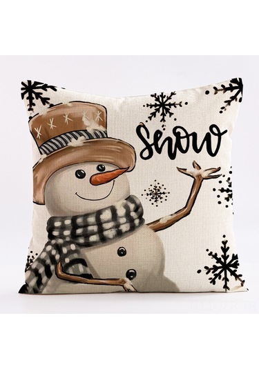 Geeroyoo Noel Baskılı Yorgan Kılıfı Kuzgun Geyik Desenli, Ev Araba Koltukluk, Keten 45x45cm, Tek Kılıf, Ct196-3, Noel Dekorasyonu, Ev Konforu Diğer