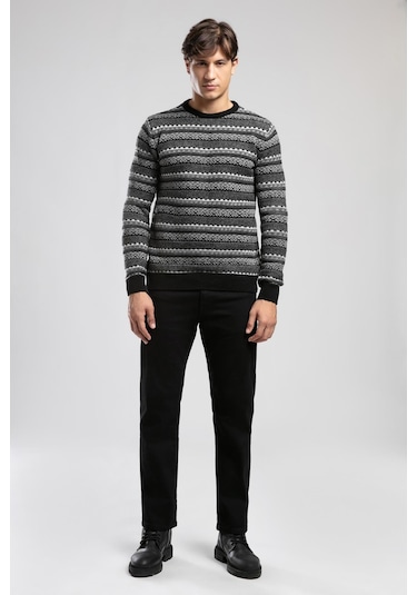 Miguel Erkek O Yaka Kazak Siyah-antrasit Desenli-21055 Siyah - Antrasit