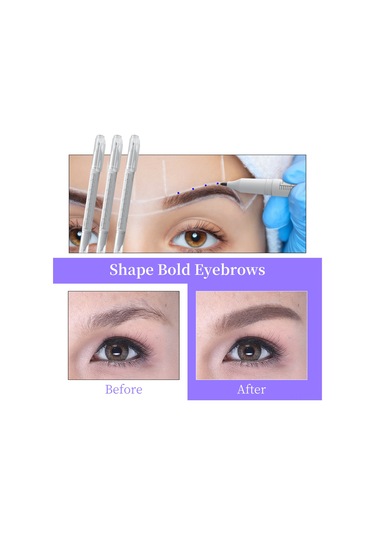 Yifomall "10 Adet Çift Uçlu Dövme Kalemi + Kaş Ölçüm Cetveli - Profesyonel Makyaj Seti"