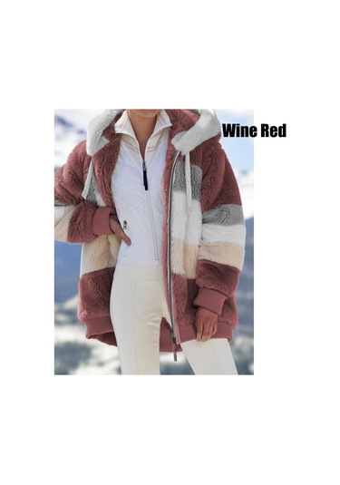 Kış Kadın Moda Kapşonlu Sıcak Gevşek Ceket Kadınlar İçin Patchwork Giyim Fermuar Bayanlar Artı Boyutu Kazak Şarap Kırmızısı Kış Kadın Moda Kapşonlu Sıcak Gevşek Ceket Kadınlar İçin Patchwork Giyim Fermuar Bayanlar Artı Boyutu Kazak Şarap Kırmızısı
