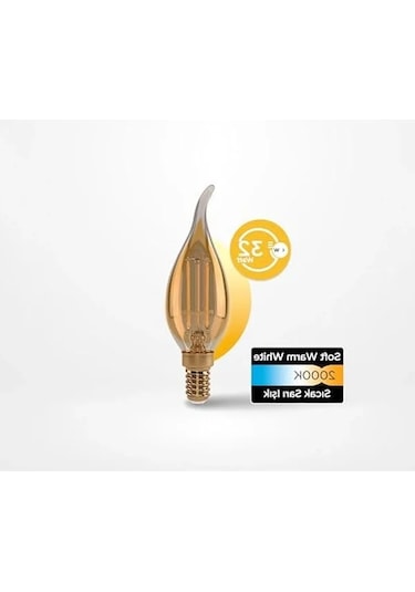 E14 Flame 4w 360lm 2000k Gold Filament Ampul, Enerji Tasarruflu -