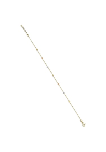 Fiyonk Kuyumculuk 14 Ayar Altın Tek Sıra Zincirli Dorika Top Detaylı Bileklik Sarı Altın