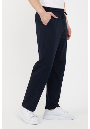 MMetalic Gri Erkek Düz Paça Rahat Kesim Eşofman Altı Lacivert