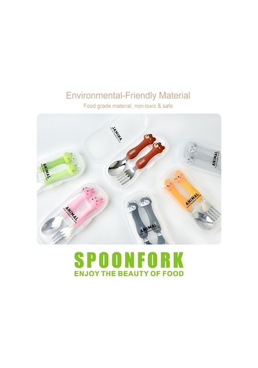 Pazly 2 Adet Çocuk Seyahat Yemek Seti, Taşınabilir Çatal Kaşık Takımı, Seyahat Çantası Diğer