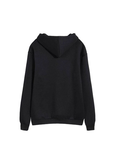 Unisex Siyah Nasa Baskılı Kapüşonlu Sweatshirt Siyah