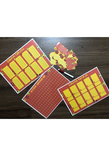 4'lü Çarpım Tablosu Seti - Kalem Hediyeli Taraftar Sarı Kırmızı