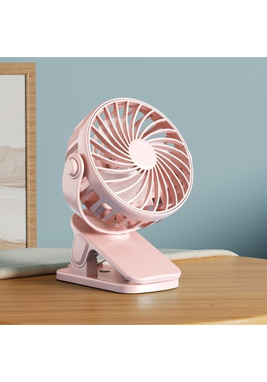 Mini Taşınabilir Usb Şarj Edilebilir Klipsli Masa Vantilatörü Dönerli Pembe