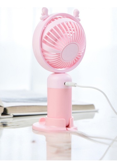 Taşınabililir Mini Usb Şarjlı 3 Kademeli El Masaüstü Vantilatör Fan Soğutucu Ym88216 Pembe