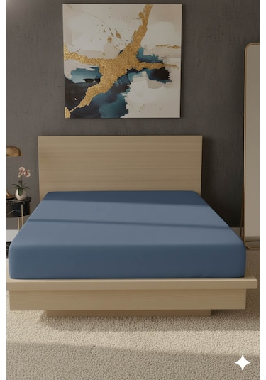 %100 Pamuk Ranforce Premium Tek Kişilik Çarşaf - İndigo İndigo