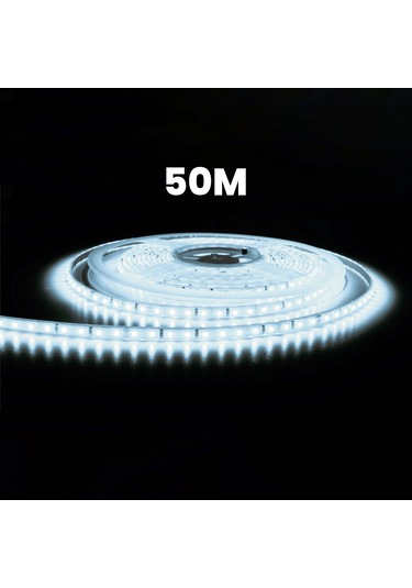 50 Metre Beyaz Hortum Şerit Led 8w 800 Lümen 220 Volt Fiş