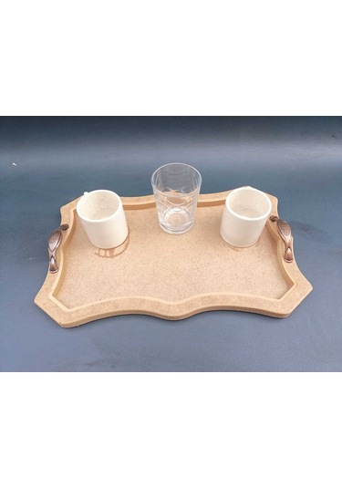 Na Neşeli Ahşap Sunum Tepsisi Dikdörtgen Desenli Metal Antik Kulplu Tepsi.orta Boy. Ham Ahşap Boyama. Ahşap Boyası Boyanabilir Ham Ahşap