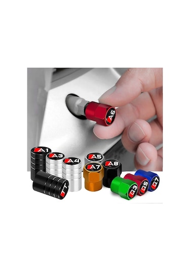 Siyah-a3-4 Adet/takım Metal Araba Jant Lastik Vana Kapakları Kök Kılıf Kapakları Audi Sline A1 A3 A4 A5 A6 A7 A8 Q3 Q5