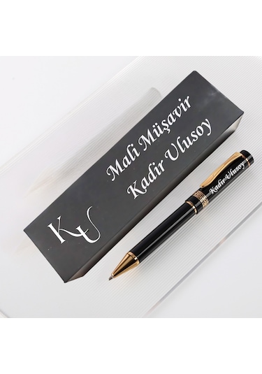 Kurumsal Hediyelik Kişiye Özel İsim Yazılı Tükenmez Kalem Logolu Özel Kutulu Kalem Seti Siyah