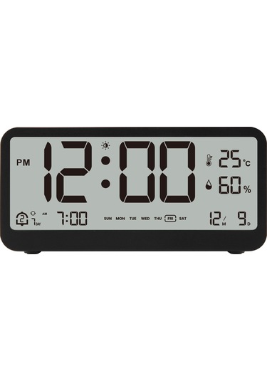 8001-en Çok Fonksiyonlu Dijital Saat Led Parlaklığı Siyah