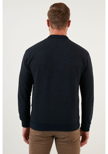 Buratti Pamuklu Regular Fit Düğmeli Polo Yaka Erkek Kazak 456211 Lacivert