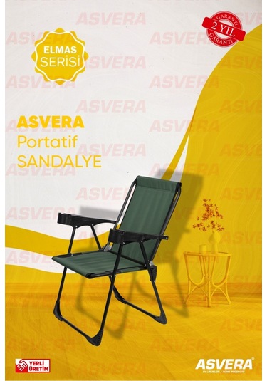Asvera Elmas Serisi - Bardaklıklı Katlanır Kamp Sandalyesi Bahçe, Piknik, Balkon Ve Plaj Kullanımı Çok Renkli