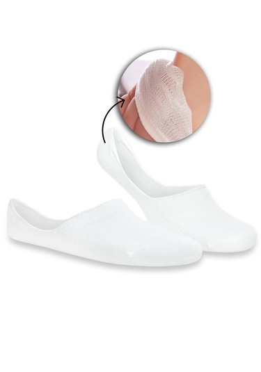 Premium 9'lu Dikişsiz Burun Kaydırmaz Silikon Bambu Babet Çorap Beyaz