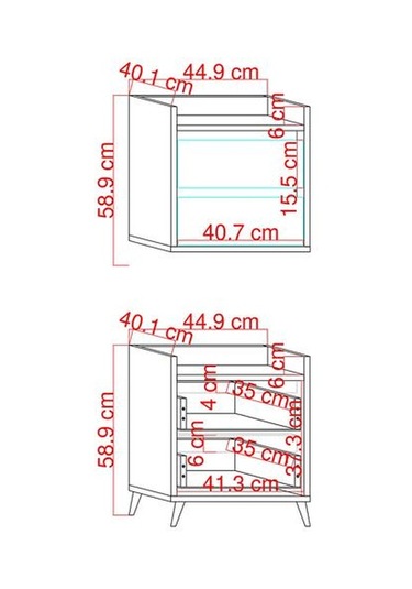 Just Home Verona 2 Çekmeceli Komodin - Safir Meşe / Beyaz Safir Meşe / Beyaz
