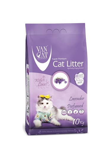 Vancat Lavanta Kokulu İnce Taneli Bentonit Kedi Kumu 10 KG