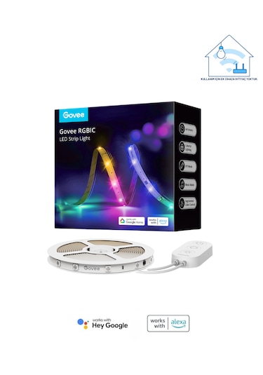 Govee RGBIC Basic LED Şerit H618A3D1 WiFi+BT Alexa Google Asst. Destekli 5 M