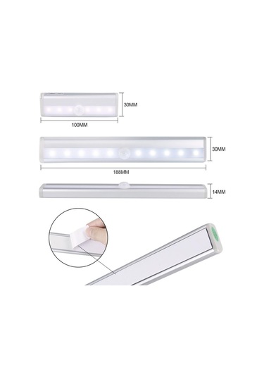 Hareket Sensörü Gece Lambası Taşınabilir 6/10 Led Dolap Işıkları Akülü Kablosuz Kabin Ir Kızılötesi Hareket Dedektörü Duvar Lambası 10 Leds Sıcak Beyaz