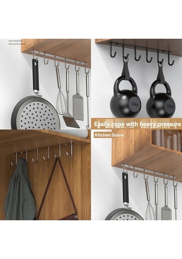 Willowhaven Polychrome Siyah 6 Kancalı Paslanmaz Çelik Kahve Fincanı Askılığı Raf Organizatör Çok Renkli