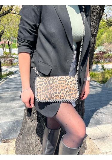 Butikolea Loop Boncuklu Kadın Çantası Leopar