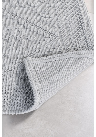 Soley Violeta 2'li Banyo Paspas Seti Kaymaz Taban %100 Pamuk 60x100 - 50x60 Cm Gri