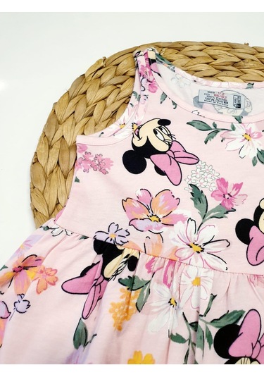 Minnie Kız Çocuk Penye Askılı Elbise Pembe