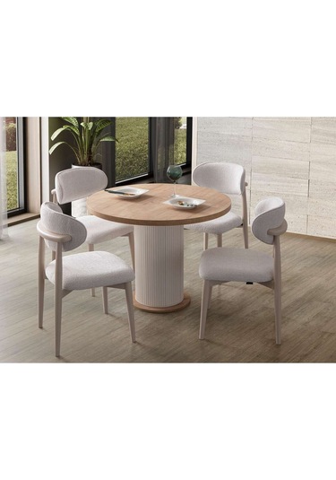 Montana Modern Yemek Masası 4 Sandalye Takım Ahşap