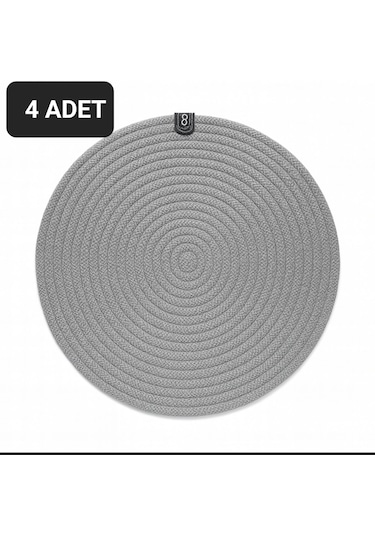 Upeka 4'lü Jütip Supla Yuvarlak Amerikan Masa Servis Gri Renk28cm Gri