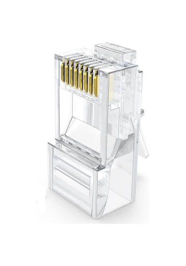 Koodmax - 3u Gold Plated Cat5e Rj45 Konnektörü 8p8c Ethernet Kablo Ucu Konnektör Jack Uç - 100 Adet