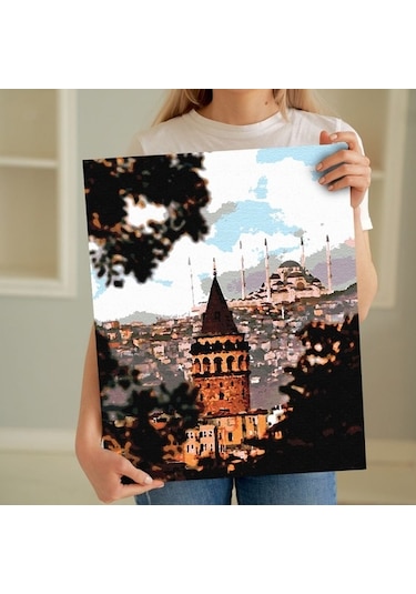 Sayılarla Boyama Seti 40 X 50 Cm Tuval Şasesine Gerili Istanbul