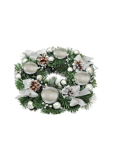 Noel Advent Çelengi 12" Gümüş