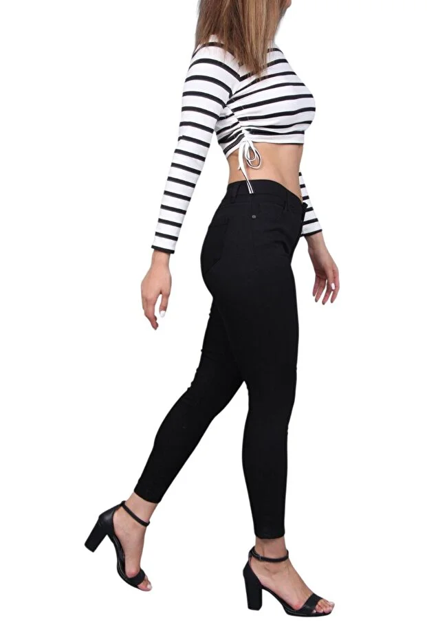 Dar Paça Gabardin Jeans Siyah