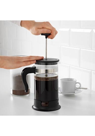 Çay Kahve Demleme, French Press, Bitki Çayı Demleme 1lt Siyah - Şeffaf