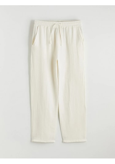 Lc Waikiki Ekru Loose Fit Erkek Müslin Pantolon