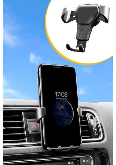 Ams Net Araç İçi Klima Izgarasına Takılabilen Plastik Oto Telefon Tutucu Gravity Siyah