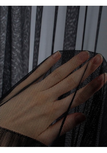 Hilal Petek Zemin Grek Ölçünüze Özel Dikim Tül Perde Siyah